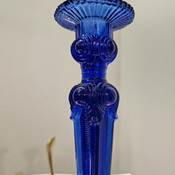 Cobalt blue vintage glass Candlestick Holder - Picture 8 of 11